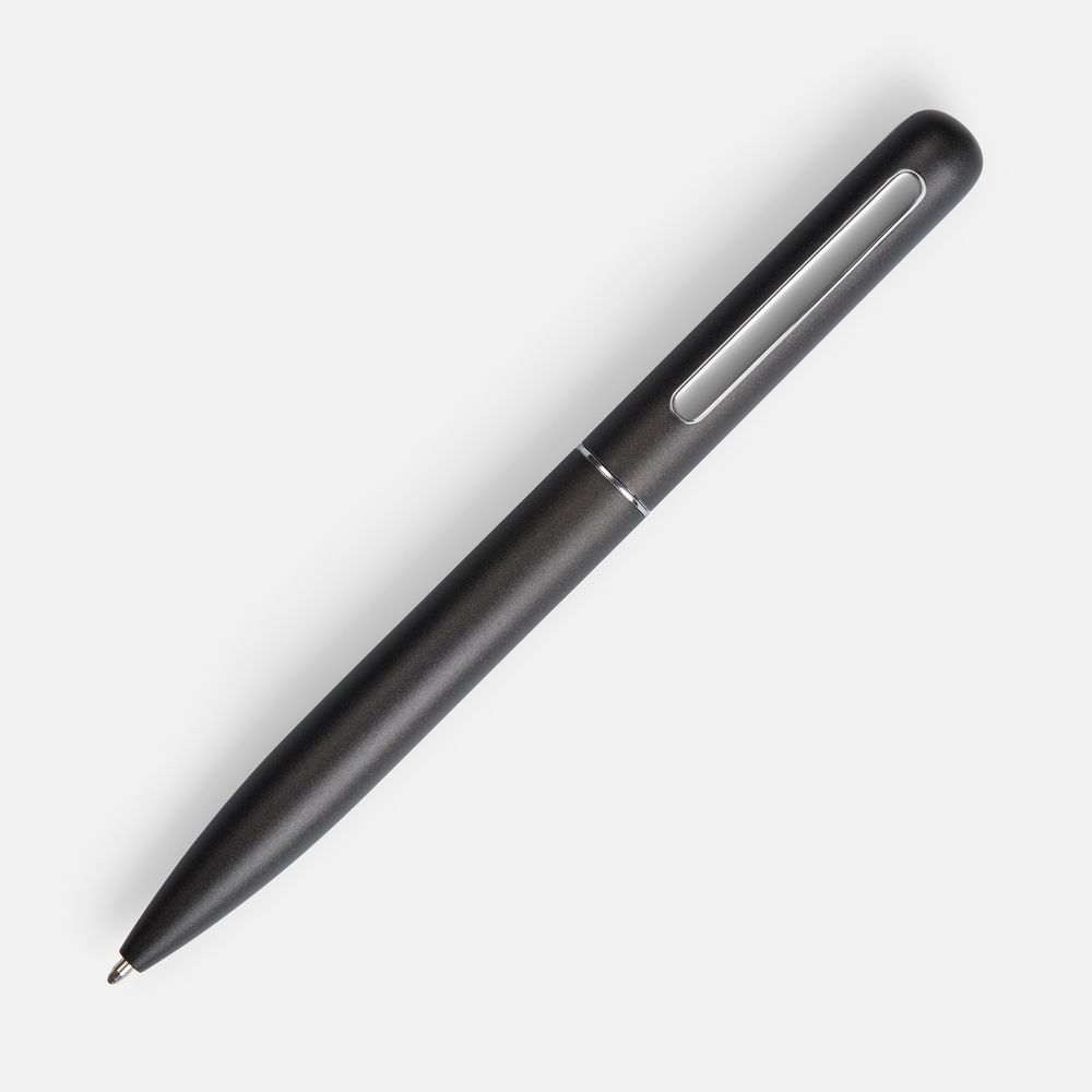 Ручка шариковая Scribo, матовая серая с логотипом