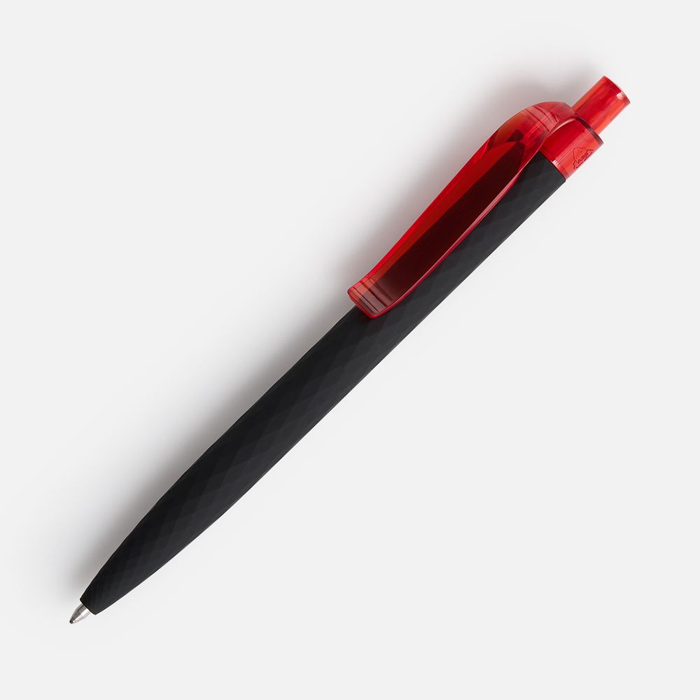 Ручка шариковая Prodir QS01 PRT-T Soft Touch, черная с красным с логотипом