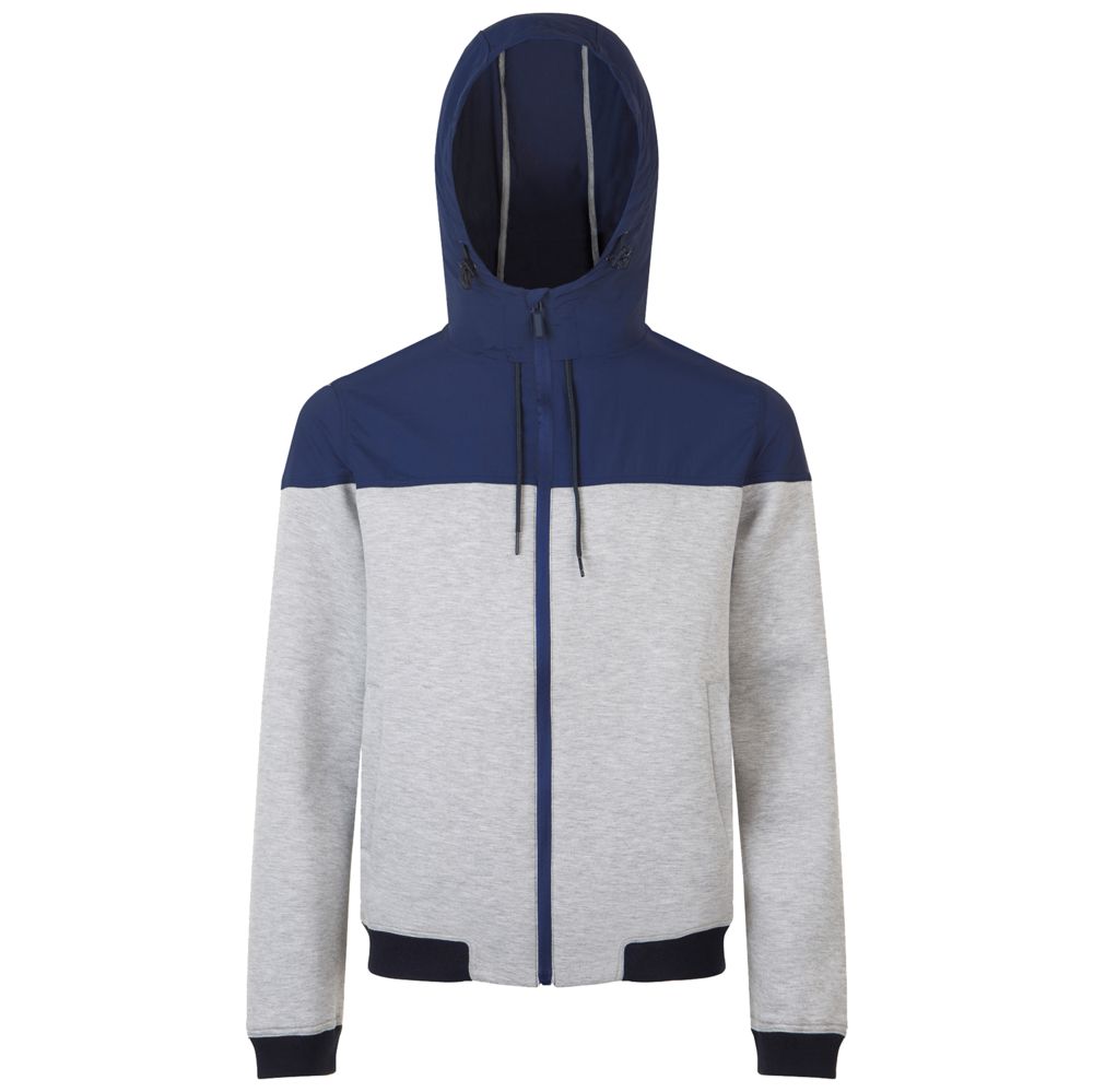 Куртка унисекс Voltage, серый меланж с темно-синим с логотипом