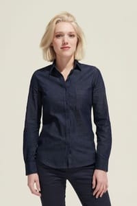 Рубашка женская Barry Women, синяя (деним) с логотипом