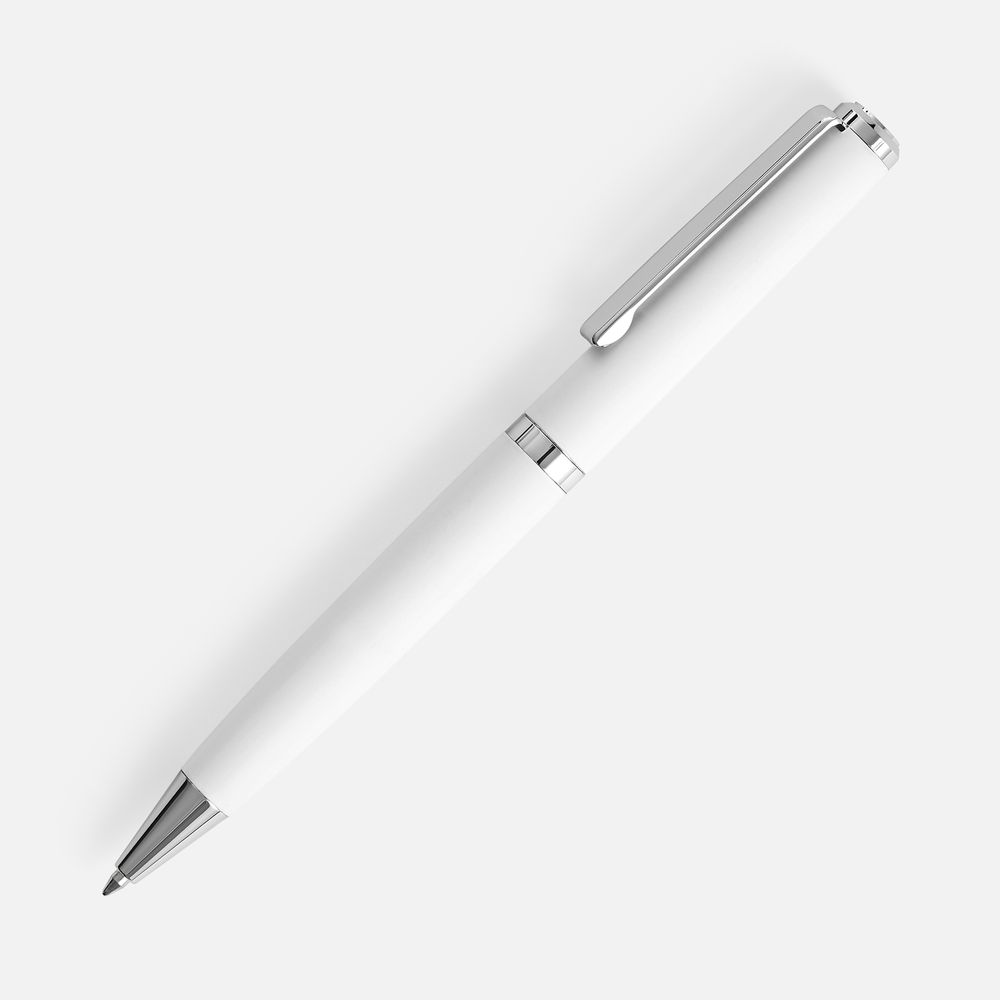 Ручка шариковая Inkish Chrome, белая с логотипом