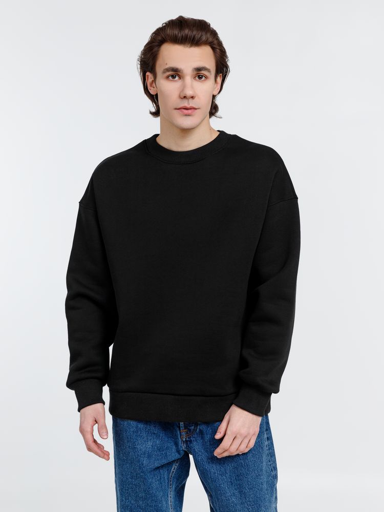 Свитшот оверсайз унисекс True Self, черный с логотипом