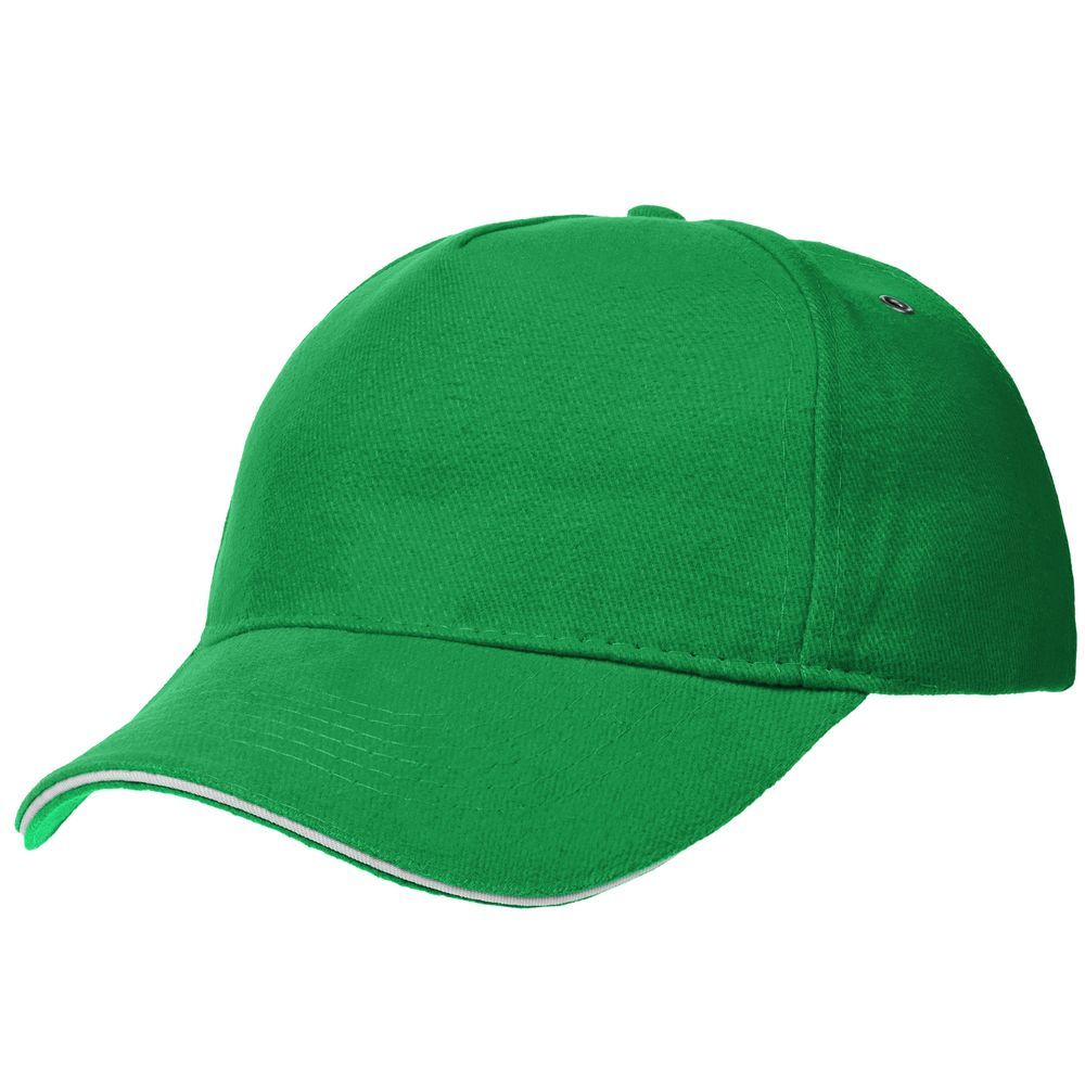 Бейсболка Classic, ярко-зеленая с белым кантом с логотипом