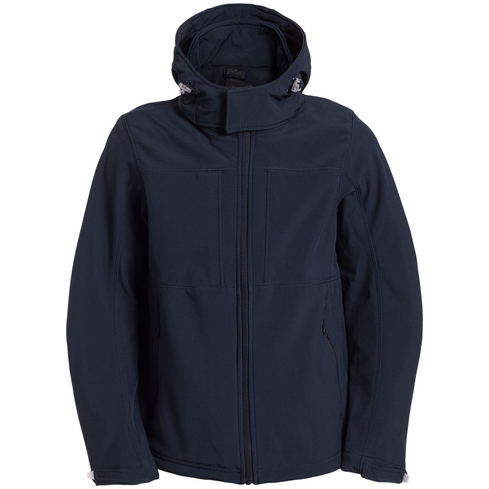 Куртка мужская Hooded Softshell темно-синяя с логотипом