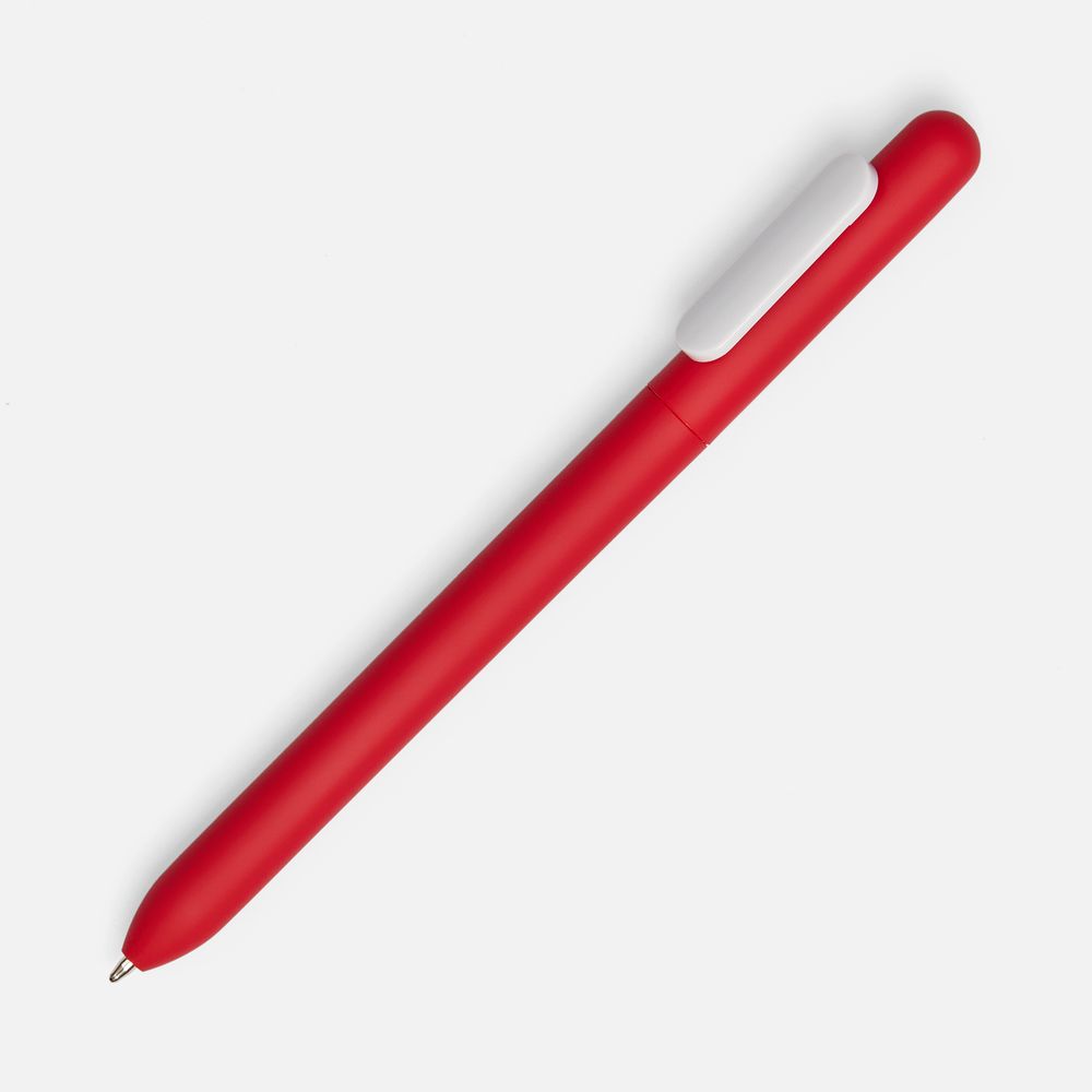 Ручка шариковая Swiper Soft Touch, красная с белым с логотипом