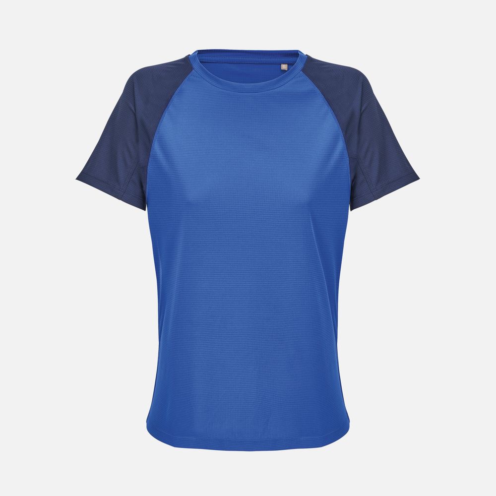 Футболка спортивная женская Vortex Women, темно-синяя с ярко-синим с логотипом