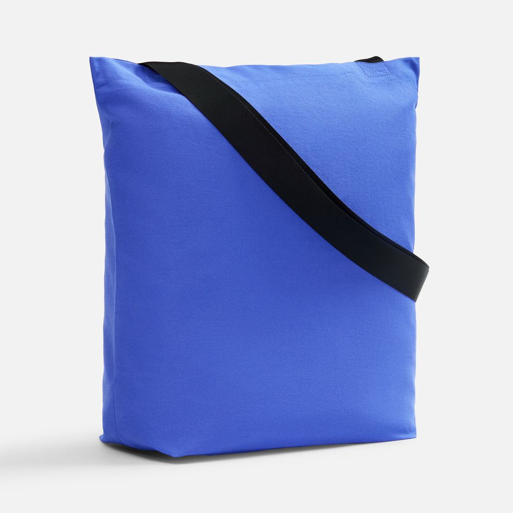 Шопер B5, синий с широкими черными ручками с логотипом