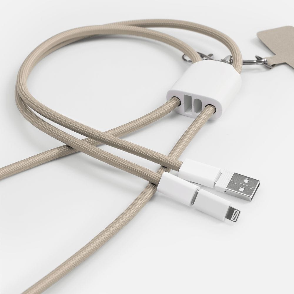 Кабель-ланьярд energyFlex Pro, серо-бежевый с логотипом