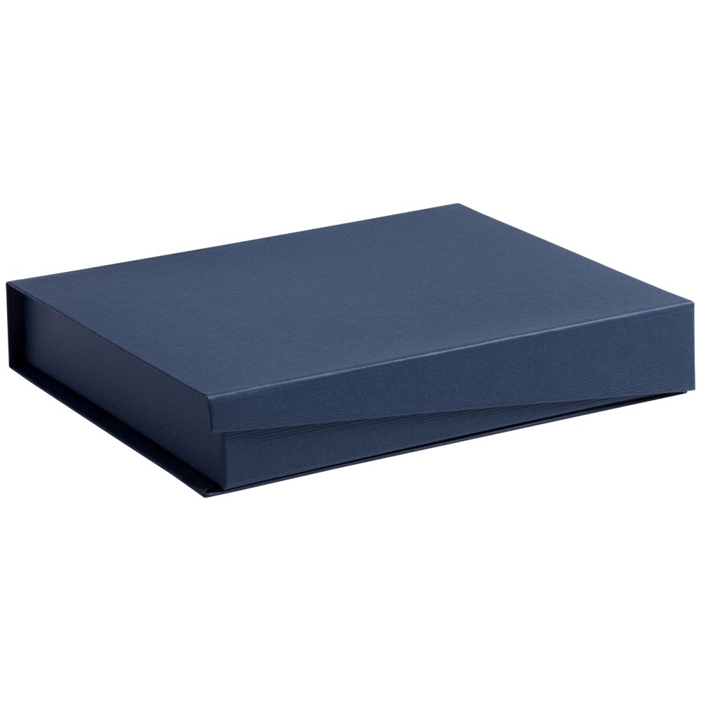 Коробка Duo под ежедневник и ручку, темно-синяя с логотипом