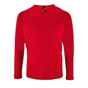 Футболка с длинным рукавом Sporty LSL Men, красная с логотипом