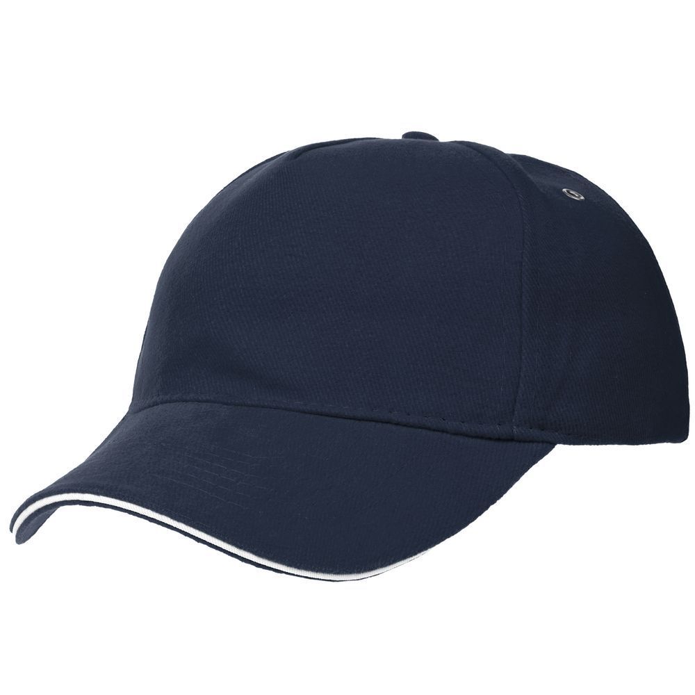Бейсболка Classic, темно-синяя с белым кантом с логотипом