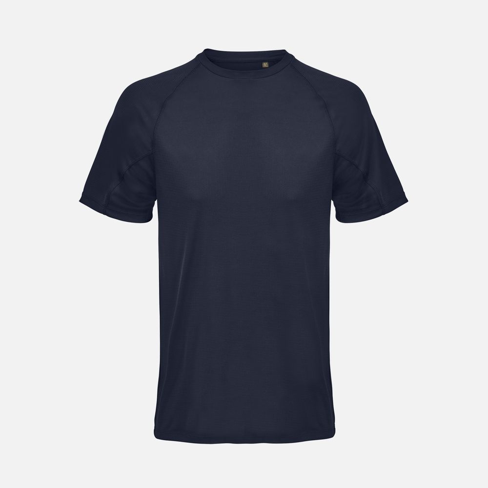 Футболка спортивная унисекс Vortex, темно-синяя с логотипом