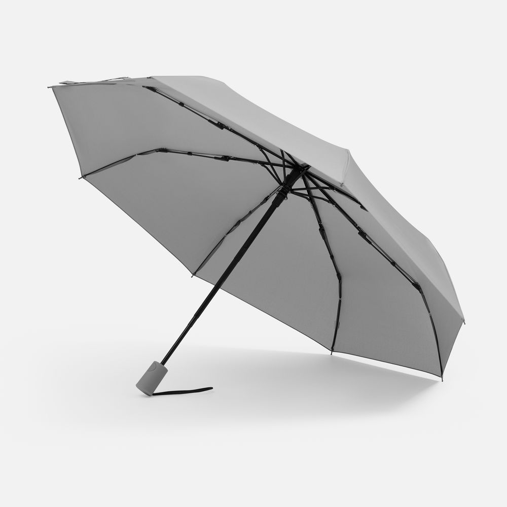 Зонт складной Hard Work с проявляющимся рисунком, серый с логотипом