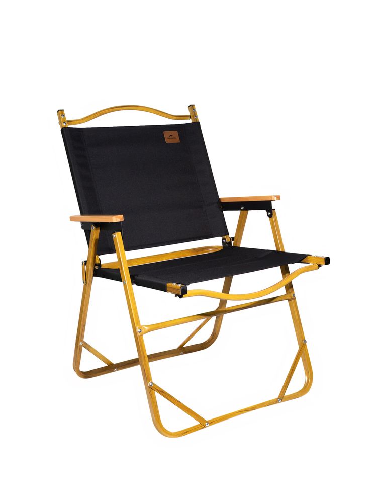 Стул MW02 складной, черный, светлое дерево с логотипом