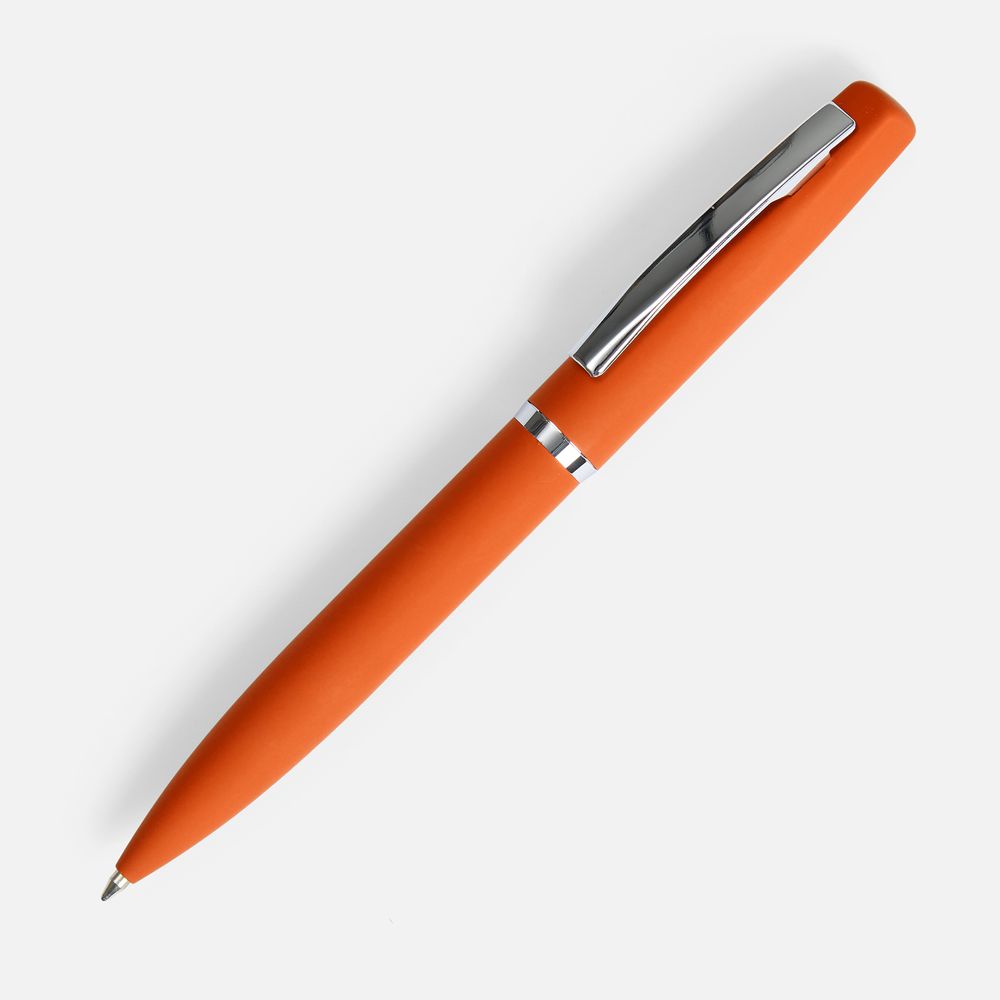 Ручка шариковая Bolt Soft Touch, оранжевая с логотипом