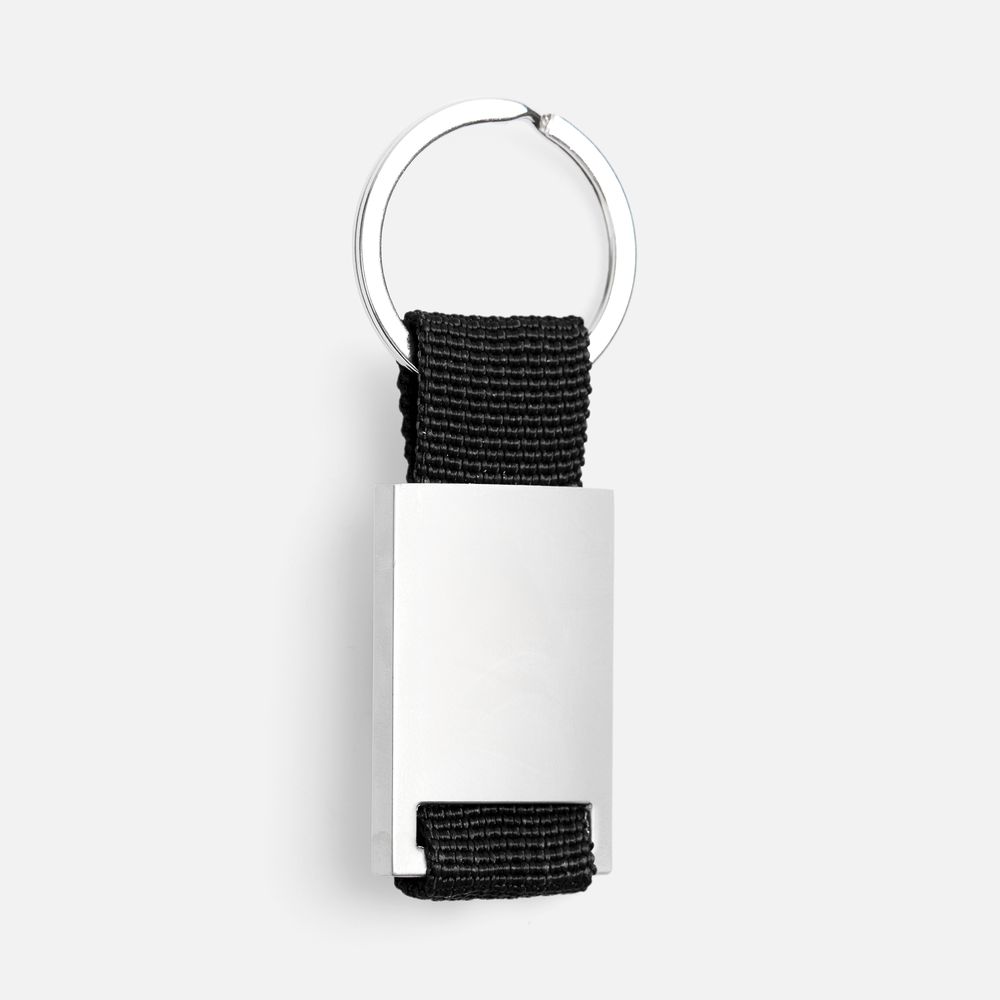 Брелок Inlet с тканевой вставкой, черный с логотипом