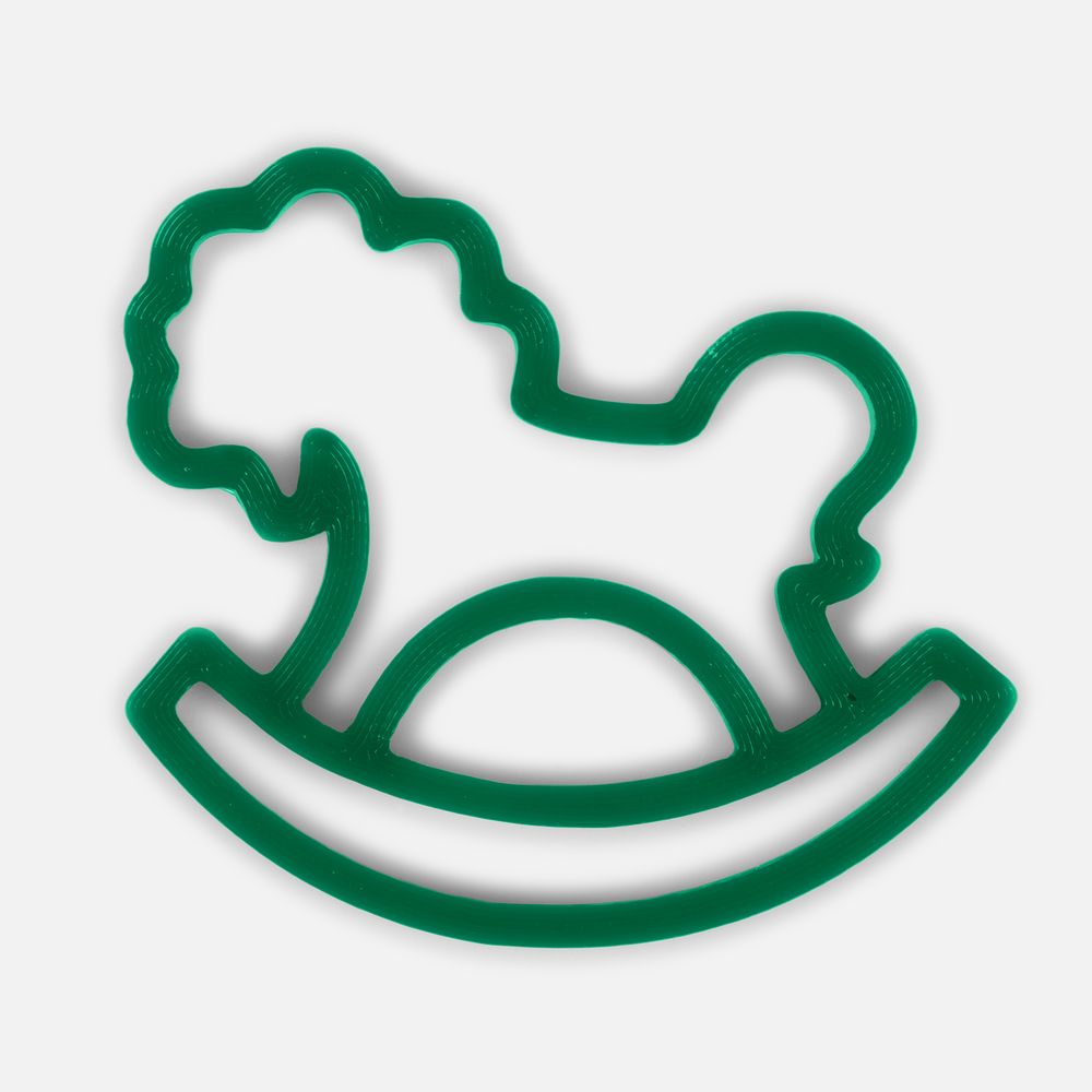 Подвеска «Лошадка-качалка», 3D-печать, зеленая с логотипом