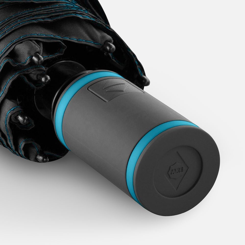 Складные зонты с логотипом с печатью логотипа. Зонт складной AOC Mini с цветными спицами по цене 3 043 ₽ руб. (артикул 64715.14) Зонт складной AOC Mini с цветными спицами, бирюзовый