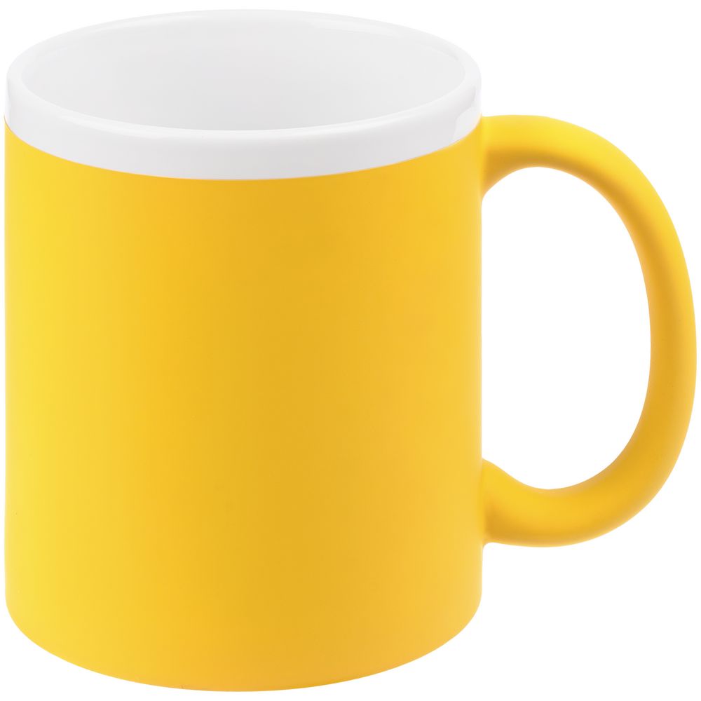 Кружка StopSpot с покрытием софт-тач, желтая с логотипом