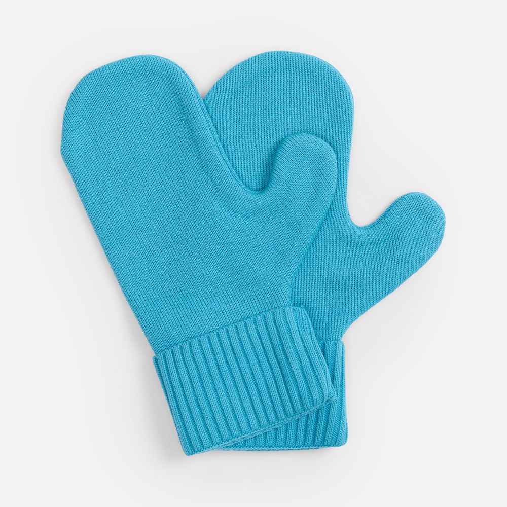 Варежки Yong, ярко-голубые с логотипом
