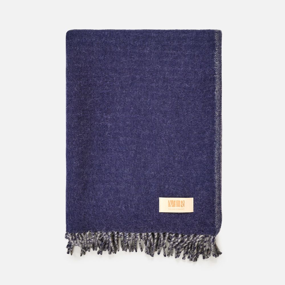 Плед Devika, синий с серым с логотипом