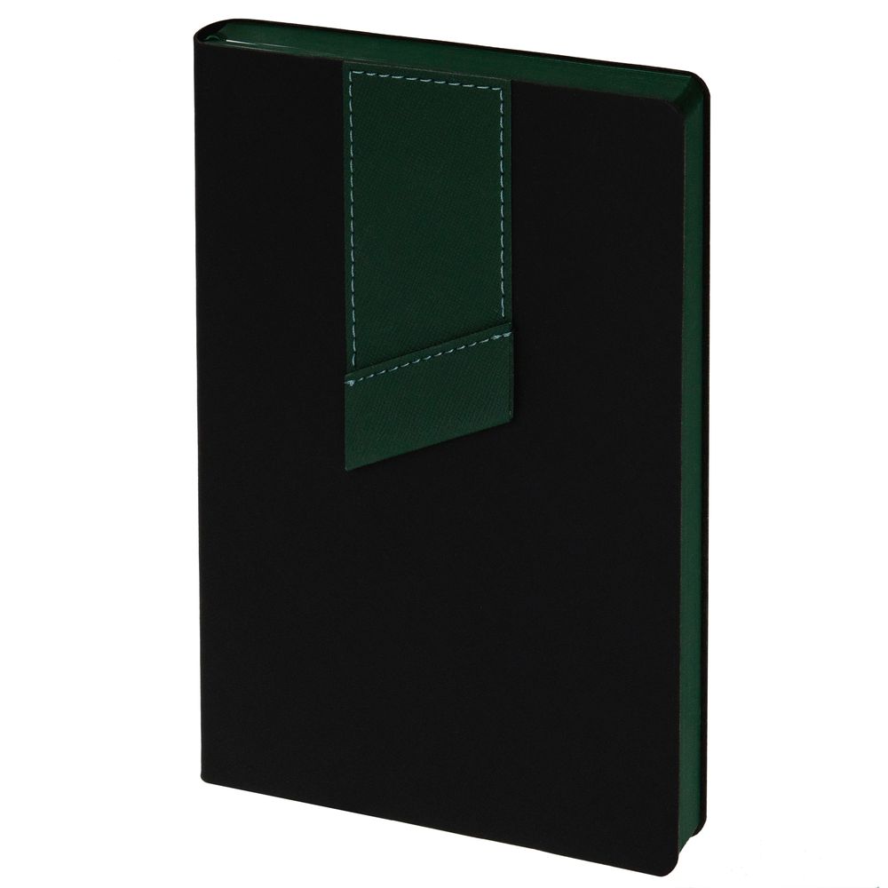 Ежедневник Bookmark, недатированный, черный с зеленым с логотипом