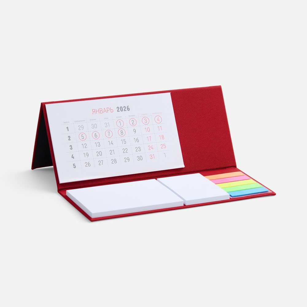 Календарь настольный Grade, красный с логотипом