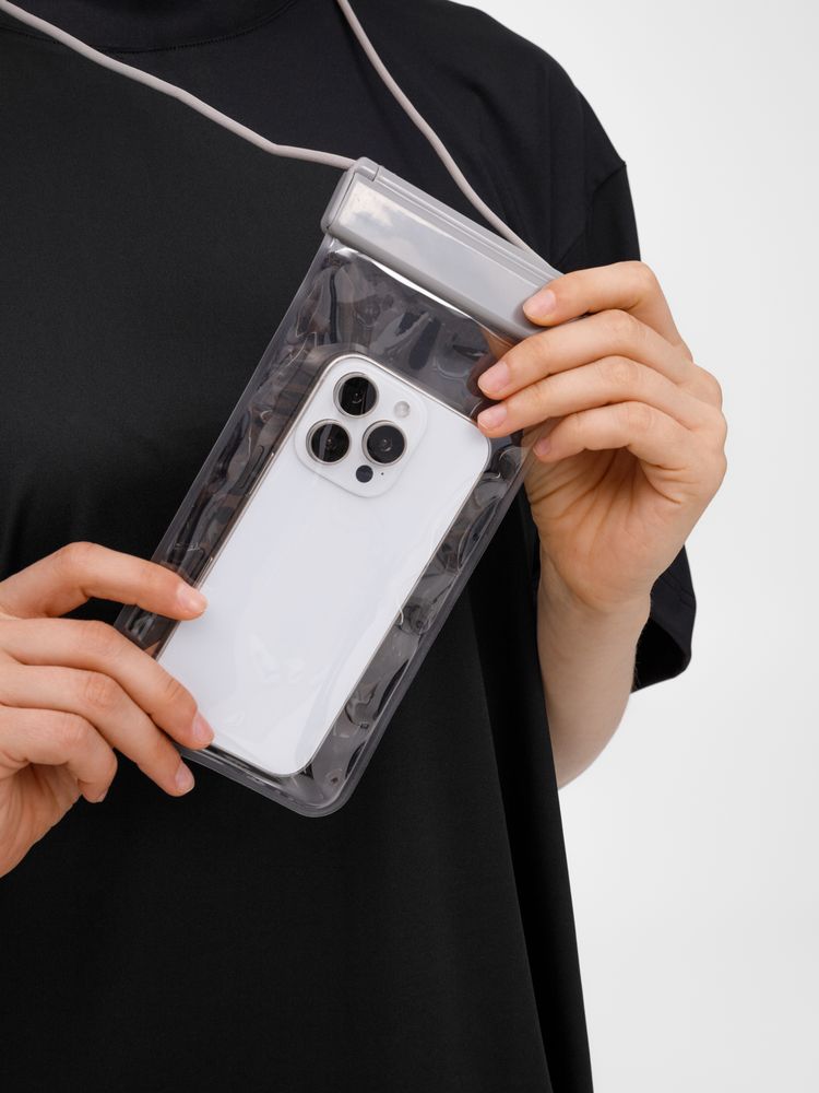 Водонепроницаемый чехол для телефона Aqualock, серый с логотипом