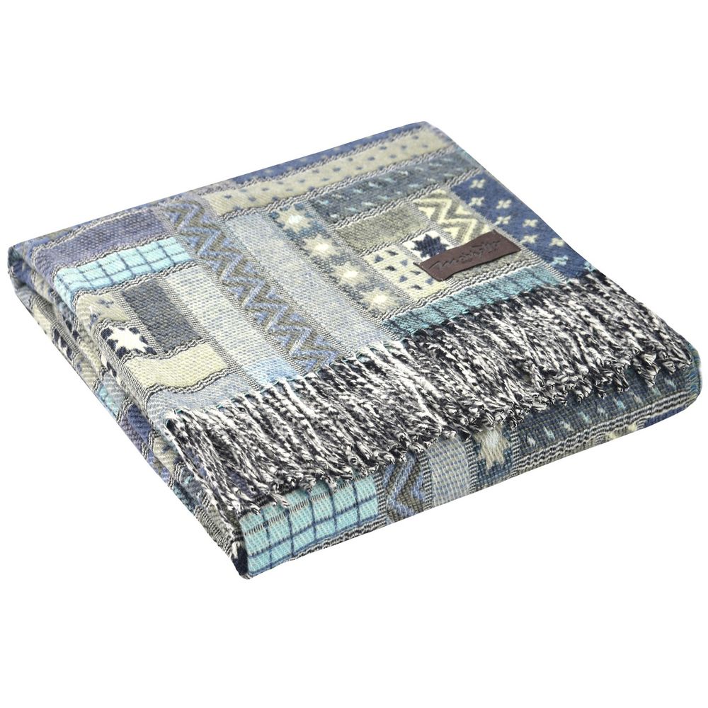 Плед Baltimora, синий с серым с логотипом