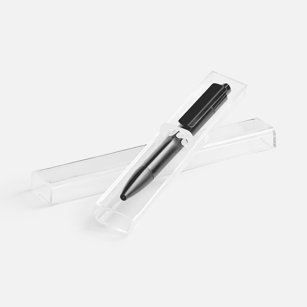 Ручка шариковая Prodir DS4 PMM-P в футляре, черная с логотипом