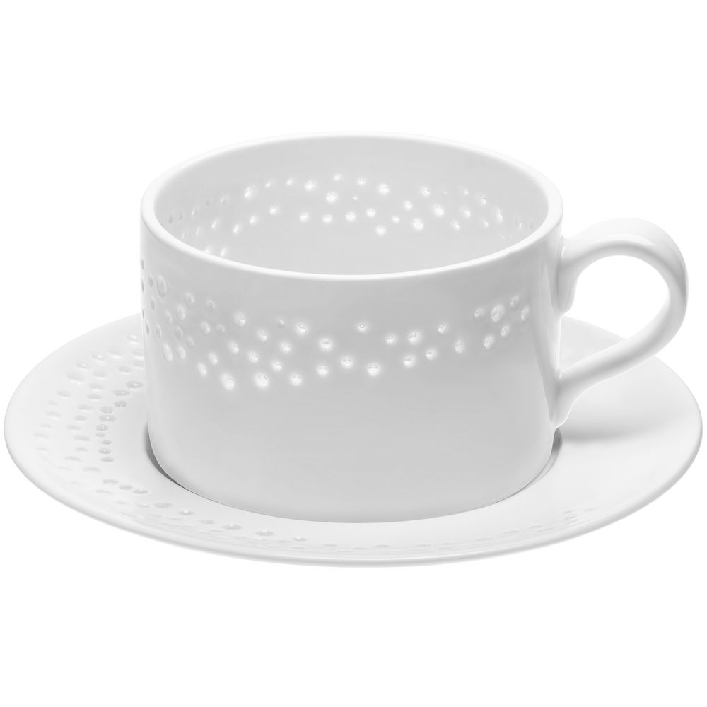 Чайная пара Coralli Luziano, белая с логотипом
