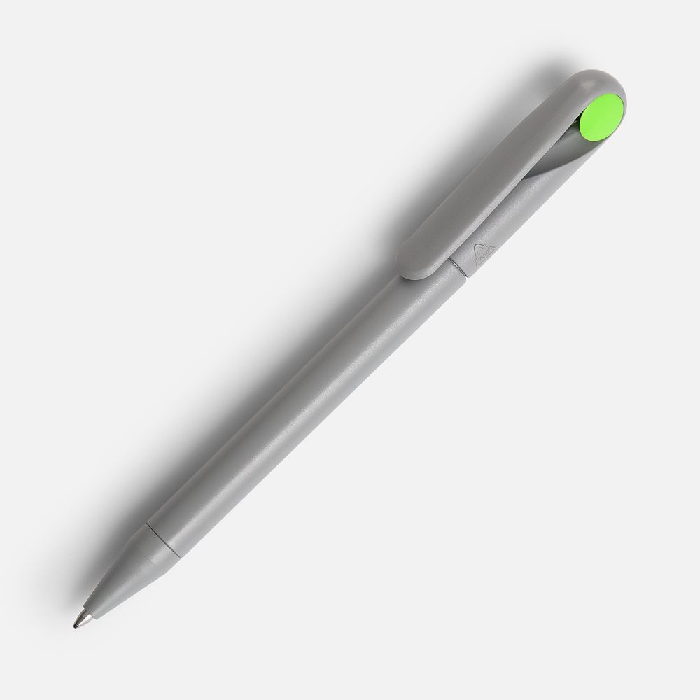 Ручка шариковая Prodir DS1 TMM Dot, серая с ярко-зеленым с логотипом