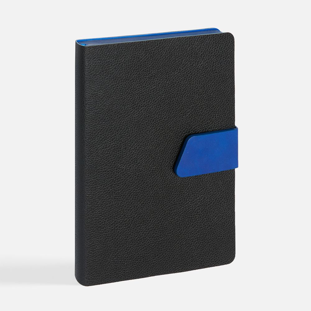 Ежедневник Boom, недатированный, черный с ярко-синий с логотипом