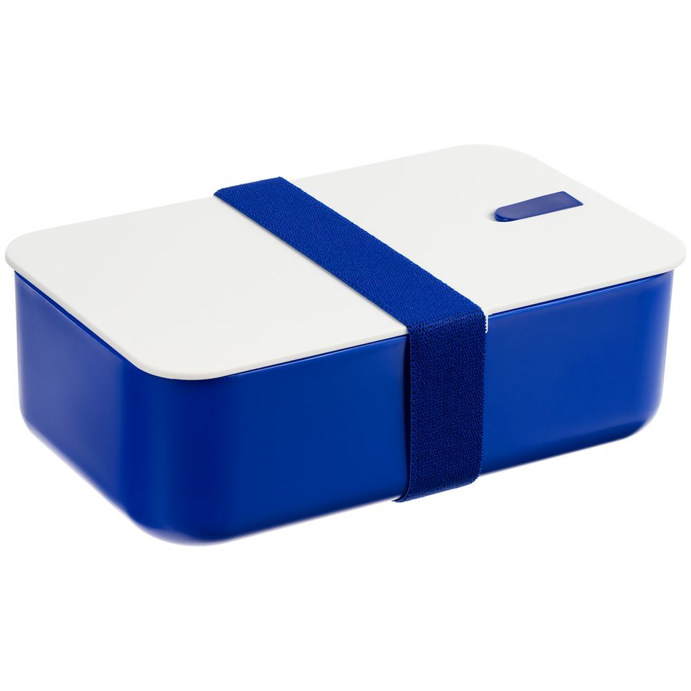 Ланчбокс Lunch Hour, белый с синим с логотипом