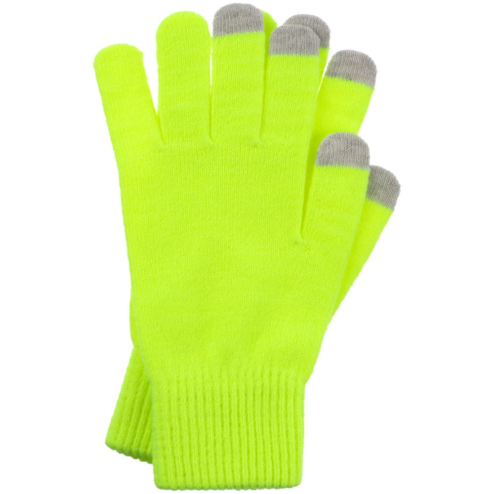 Перчатки сенсорные Urban Flow, салатовые неон с логотипом