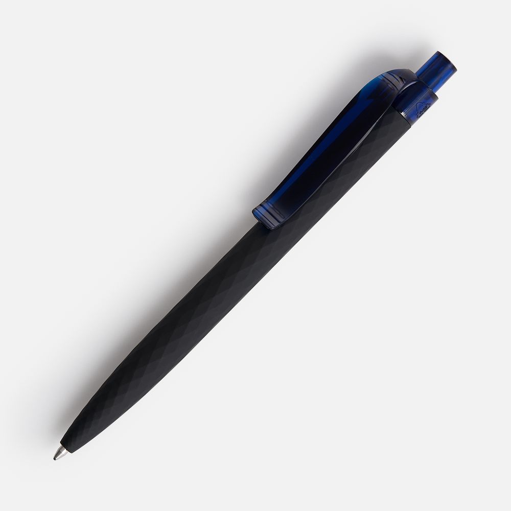 Ручка шариковая Prodir QS01 PRT-T Soft Touch, черная с синим с логотипом
