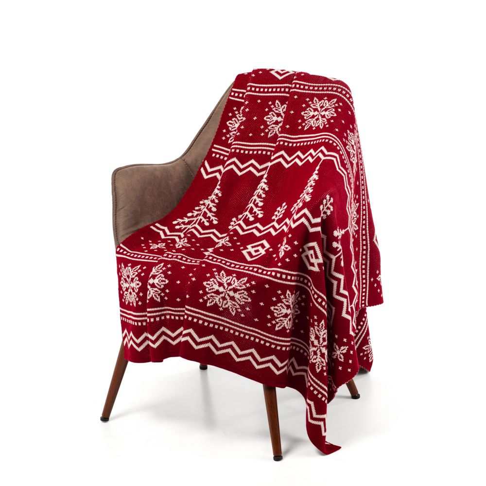 Плед Elnik, красный с молочно-белым с логотипом