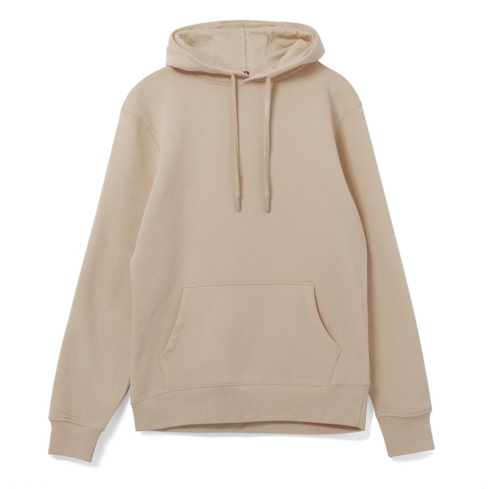 Толстовка с капюшоном унисекс Hoodie, бежевая с логотипом