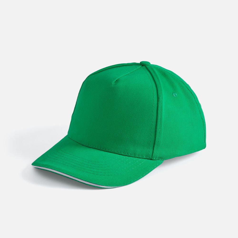 Бейсболка Long Beach, ярко-зеленая с белым с логотипом