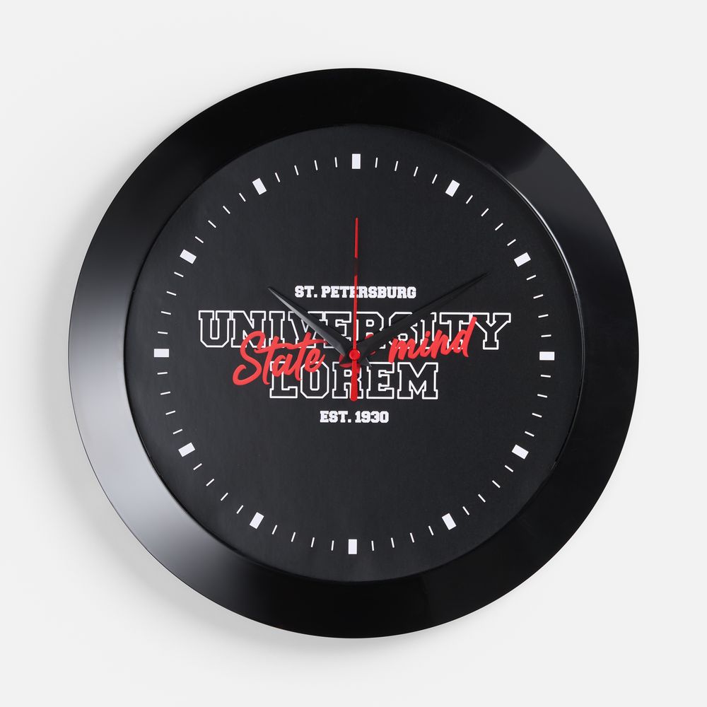 Часы настенные Vivid Large, черные с логотипом