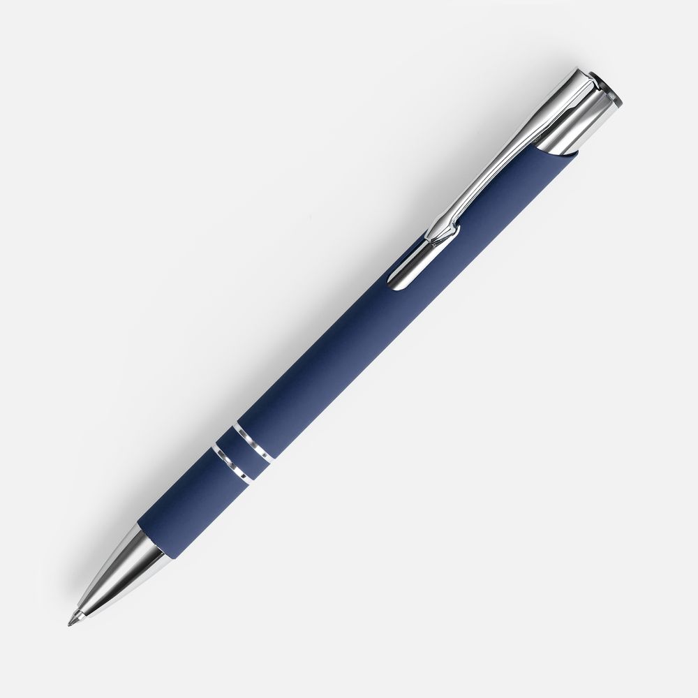 Ручка шариковая Keskus Soft Touch, темно-синяя с логотипом