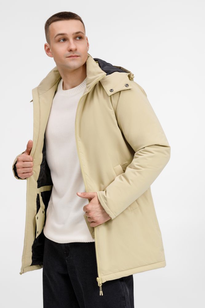 Куртка-парка унисекс Sfera, бежевая с логотипом