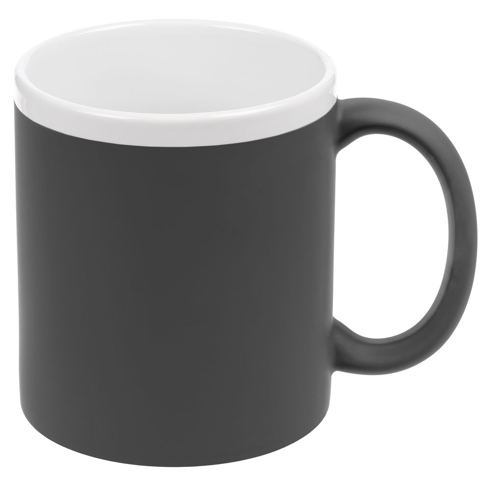 Кружка StopSpot с покрытием софт-тач, серая с логотипом