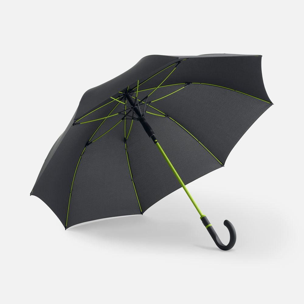 Зонт-трость с цветными спицами Color Style, зеленое яблоко, с черной ручкой с логотипом