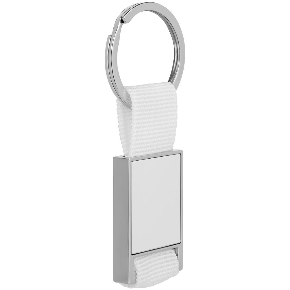 Брелок Stropp с тканевой вставкой, белый с логотипом