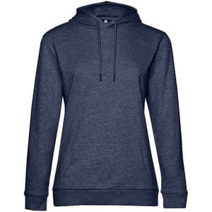 Толстовка с капюшоном женская Hoodie, синий меланж с логотипом