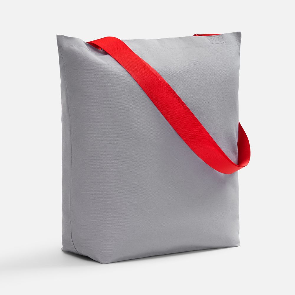 Шопер B5, серый с широкими красными ручками с логотипом