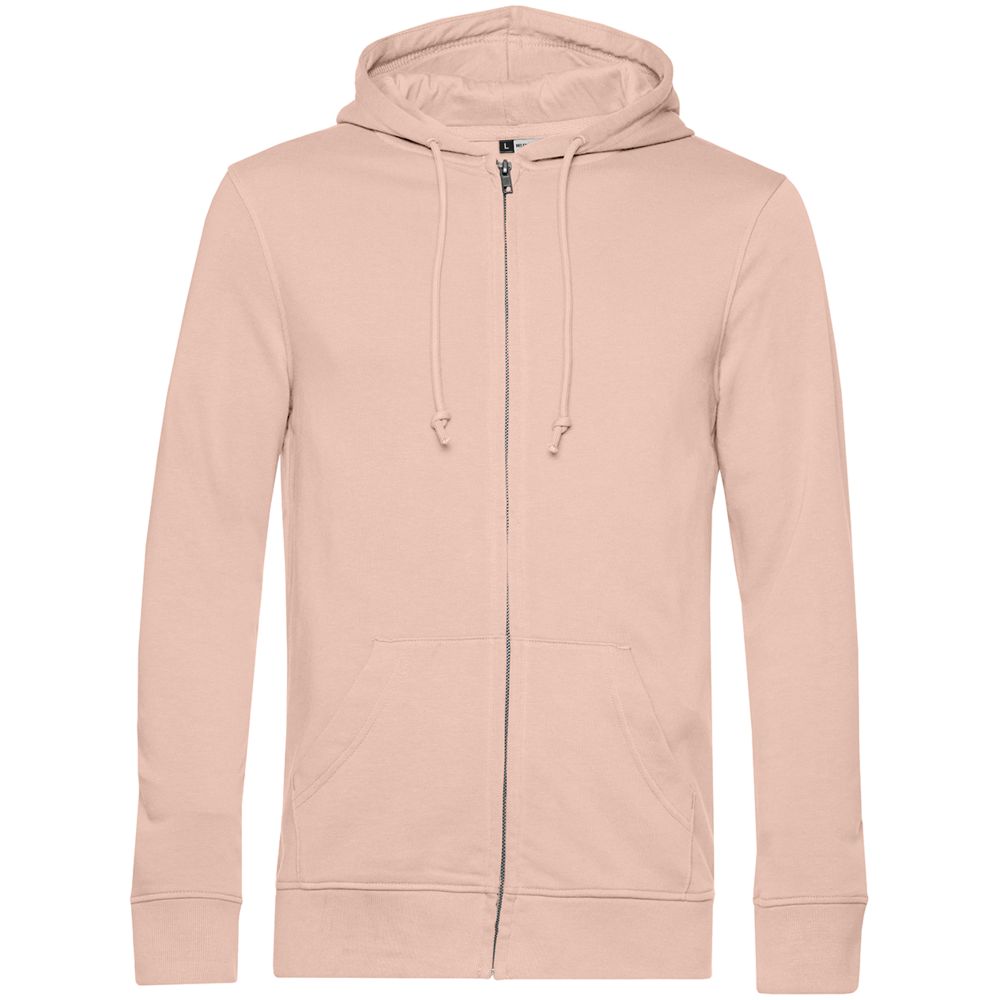 Толстовка на молнии с капюшоном унисекс BNC Inspire (Organic), розовая с логотипом