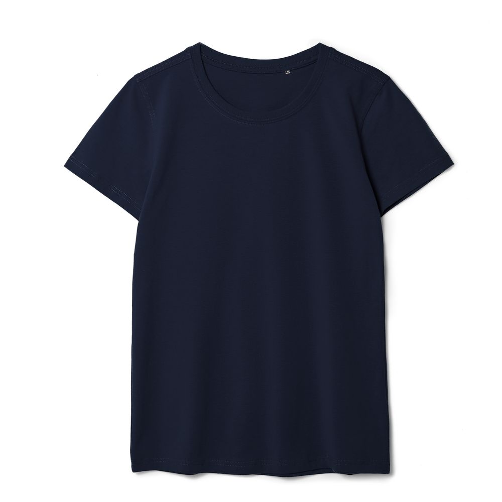 Футболка женская T-bolka Stretch Lady, темно-синяя (navy) с логотипом