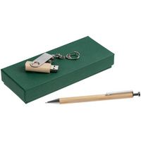 Набор WoodLine, 16 Гб, зеленый с логотипом